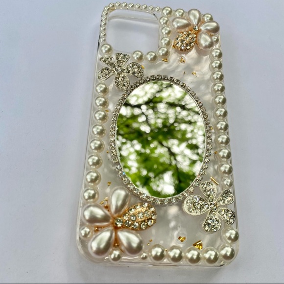 Iphone 11 12 XR 7 8 SE 2020 XS Pearl Make-up Mirror iPhone Case - Picture 7 of 9